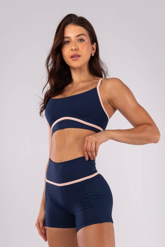 Top con Tirantes y Chapado Contrastantes (Azul Marino / Rosa Bebé) - Imagen 3