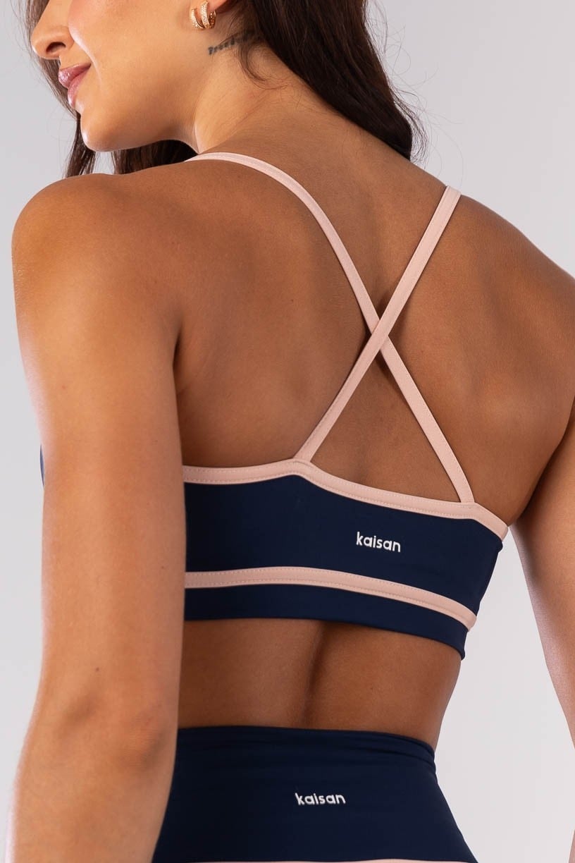 Top con Tirantes y Chapado Contrastantes (Azul Marino / Rosa Bebé) - Imagen 2