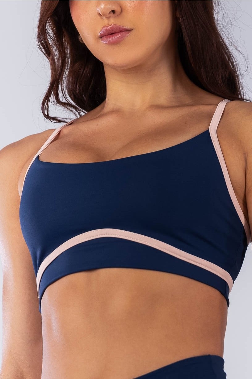 Top con Tirantes y Chapado Contrastantes (Azul Marino / Rosa Bebé)