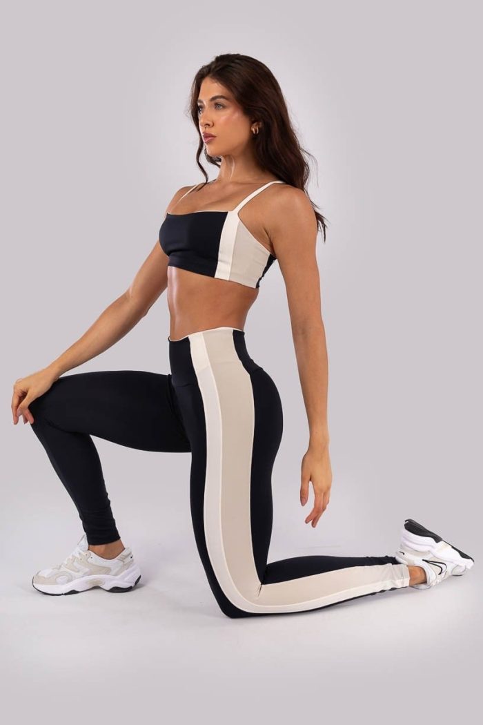 Legging con Bandas Laterales (Negro / Beige / Off-White) - Imagen 1
