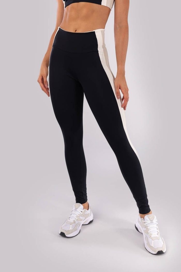 Legging con Bandas Laterales (Negro / Beige / Off-White) - Imagen 2