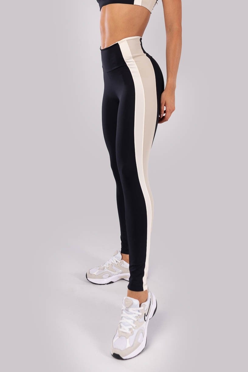 Legging con Bandas Laterales (Negro / Beige / Off-White) - Imagen 3
