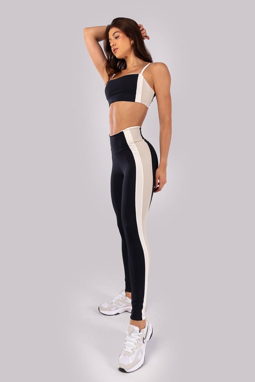 Legging con Bandas Laterales (Negro / Beige / Off-White) - Imagen 7