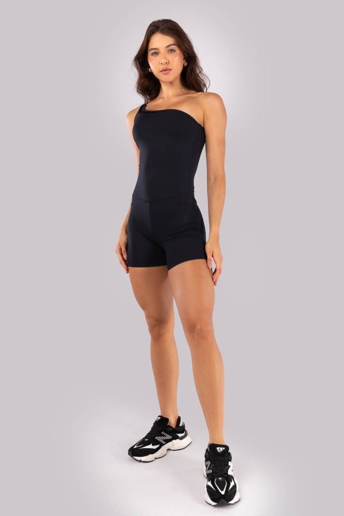 Enterizo Asimétrico con Banda de Tul (Negro) - Imagen 4