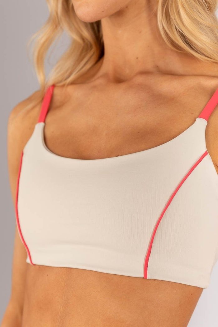 Top con Tirantes y Ribete Contrastante (Beige / Rosa Fucsia) - Imagen 1