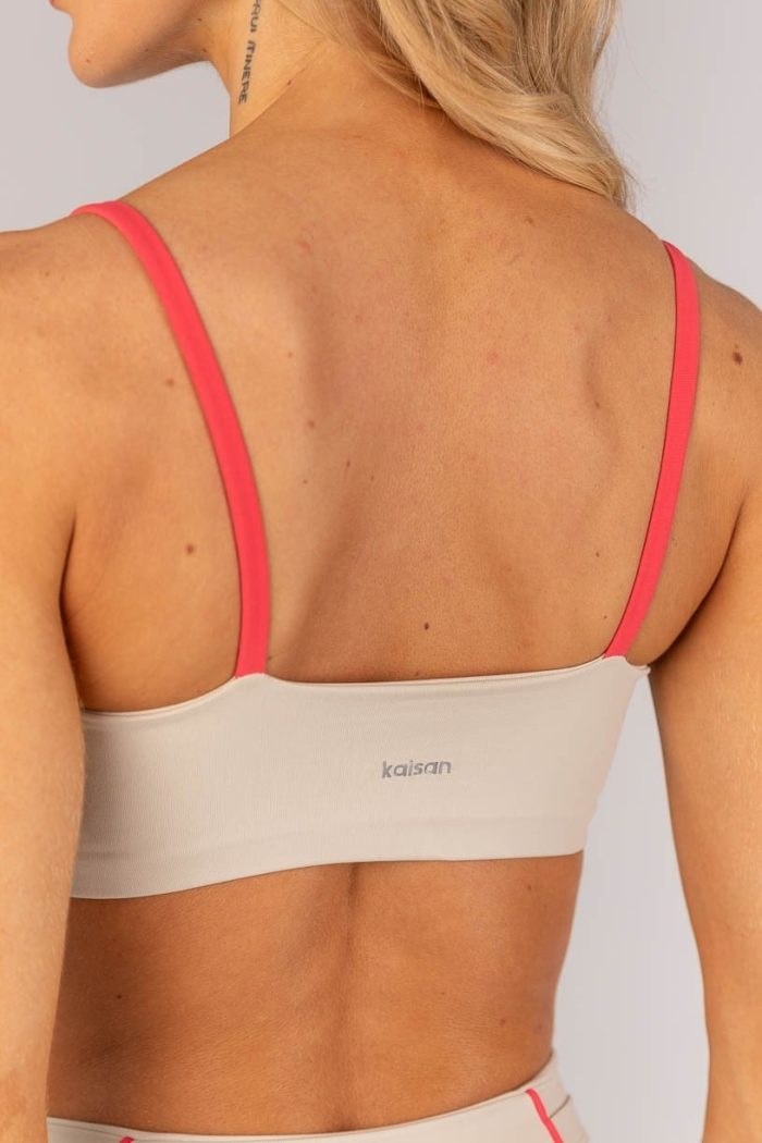 Top con Tirantes y Ribete Contrastante (Beige / Rosa Fucsia) - Imagen 2