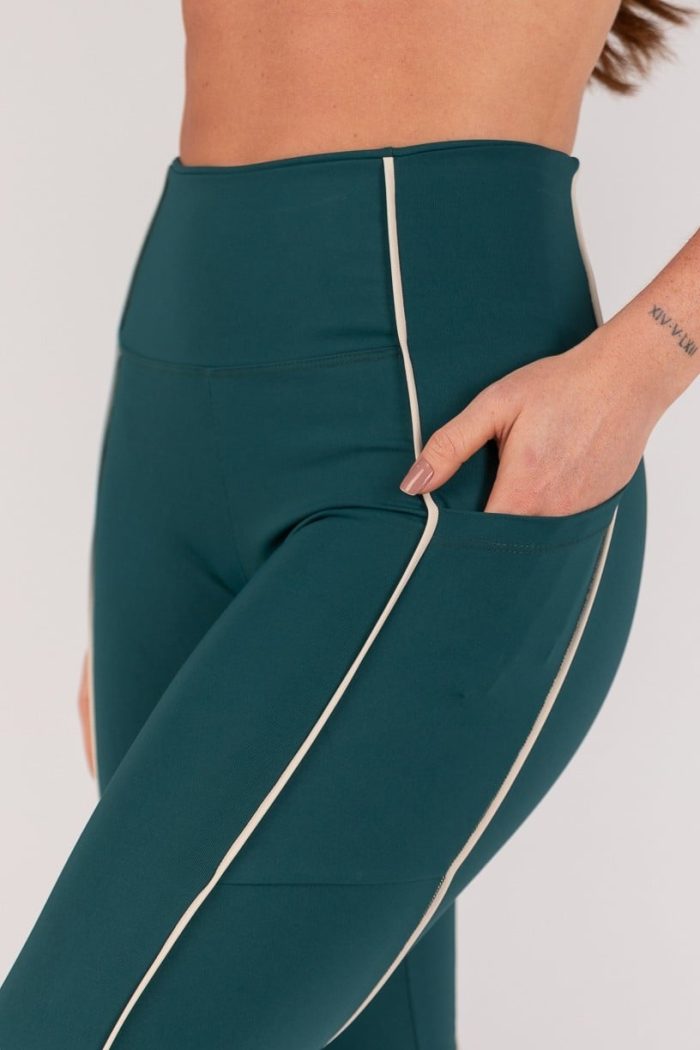 Calza legging con bolsillos y vivo (Imperial / Off-White) - Imagen 2