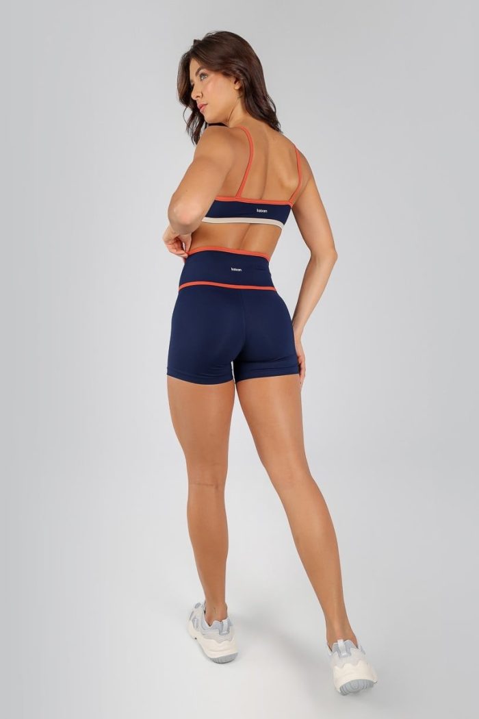 Short sin cintura visible y con rayas (Azul Marino / Cobre / Off-White) - Imagen 3