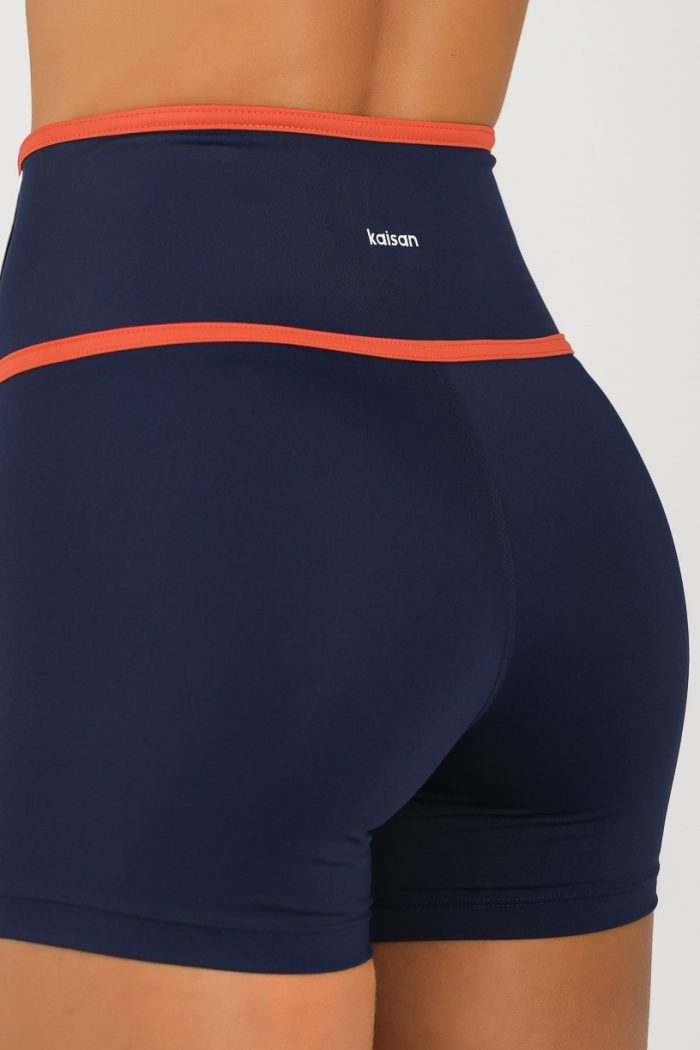 Short sin cintura visible y con rayas (Azul Marino / Cobre / Off-White) - Imagen 4