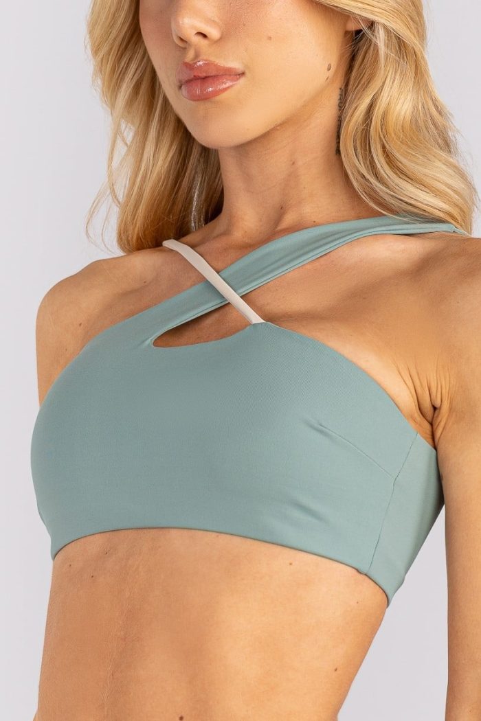 Top asimétrico con tirante contrastante (Citrus / Off-White) - Imagen 1