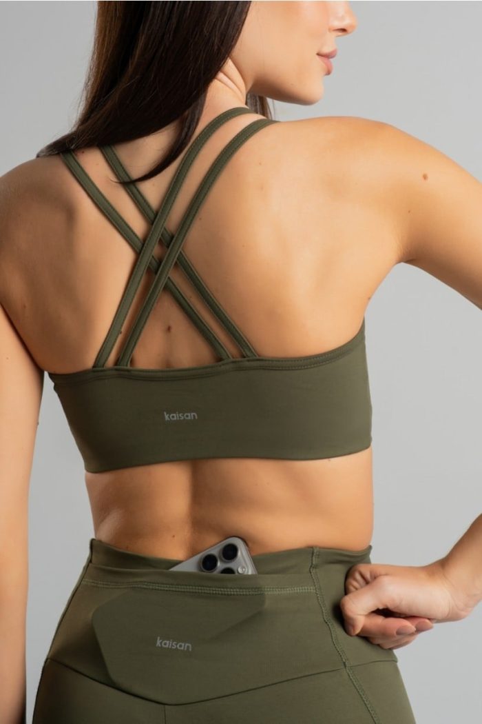 Top con recorte y tirantes dobles (Militar - Imagen 2