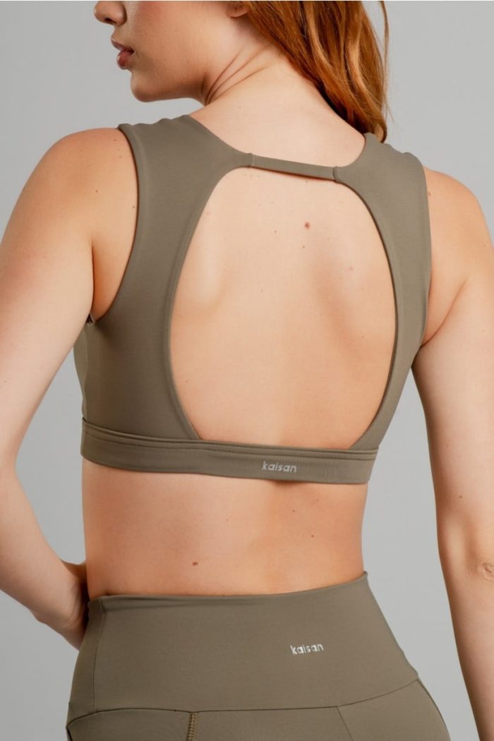 Top con escote cuadrado y espalda descubierta (Oliva) - Imagen 2