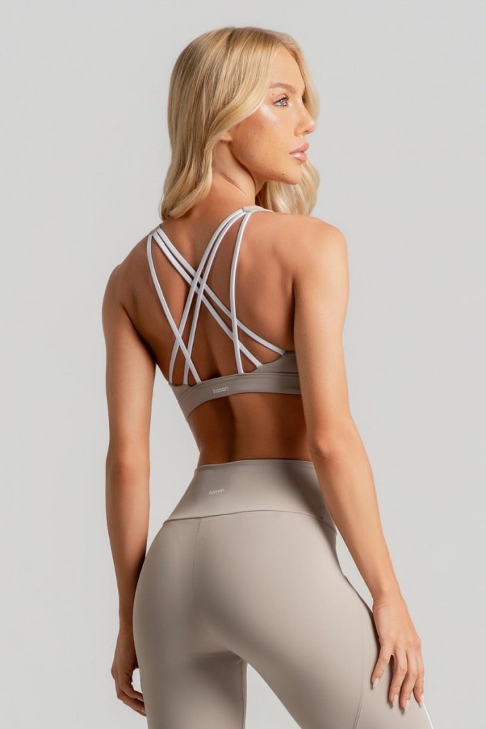 Top com Alças Triplas Cruzadas nas Costas (Duna / Branco) - Imagen 1