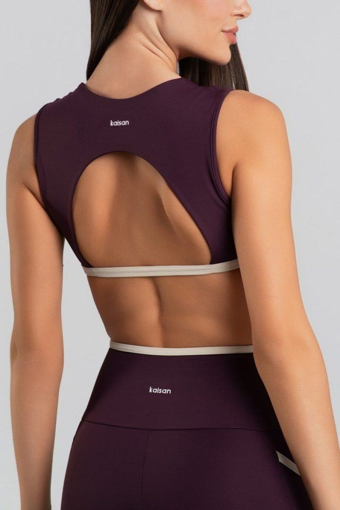 Top con Tirantes Anchos y Ribete Contrastante (Velvet / Off-White) - Imagen 2