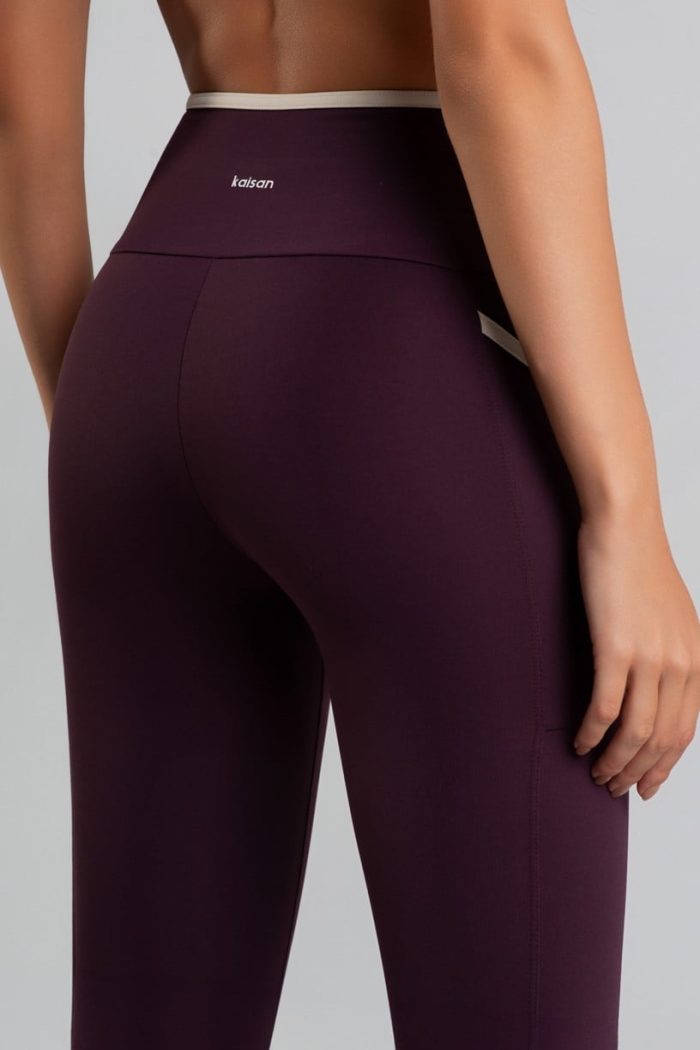 Legging con Bolsillos y Cintura Contrastante (Velvet / Off-White) - Imagen 3