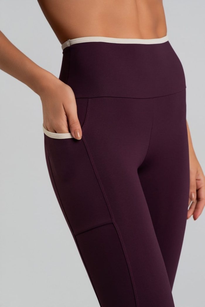 Legging con Bolsillos y Cintura Contrastante (Velvet / Off-White) - Imagen 2