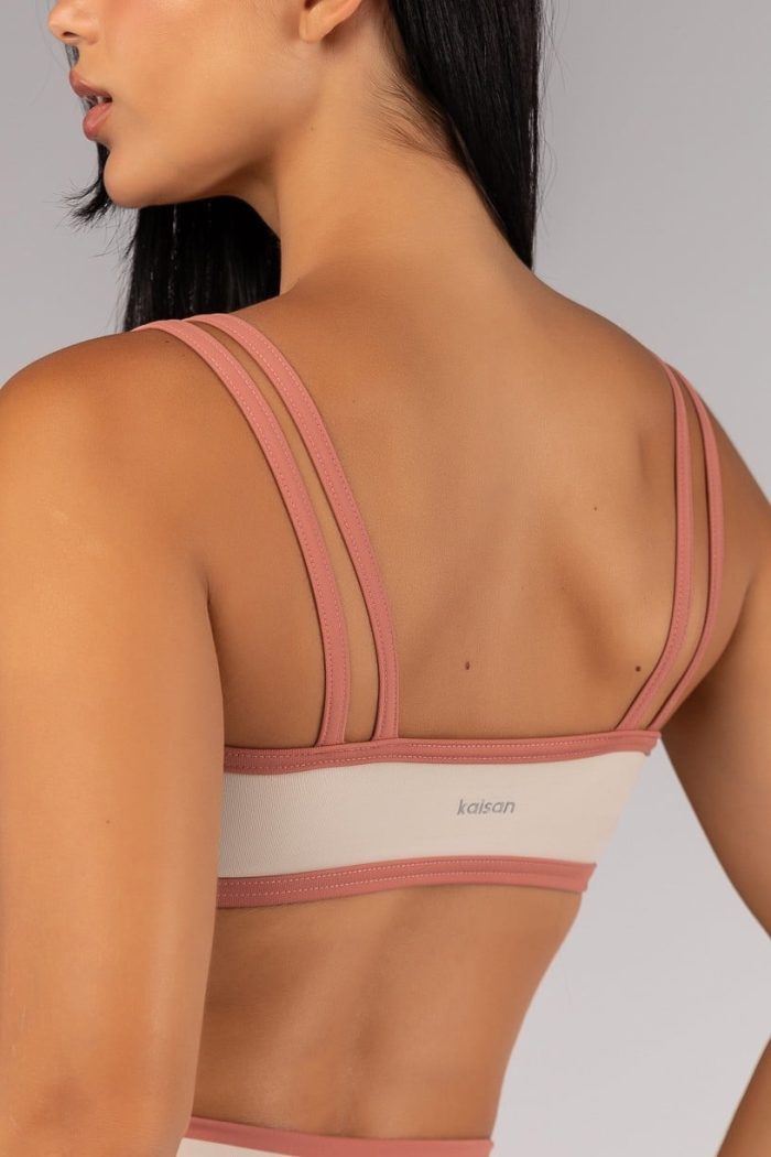 Top con tirantes dobles y escote sinuoso (Off-White / Teja) - Imagen 2