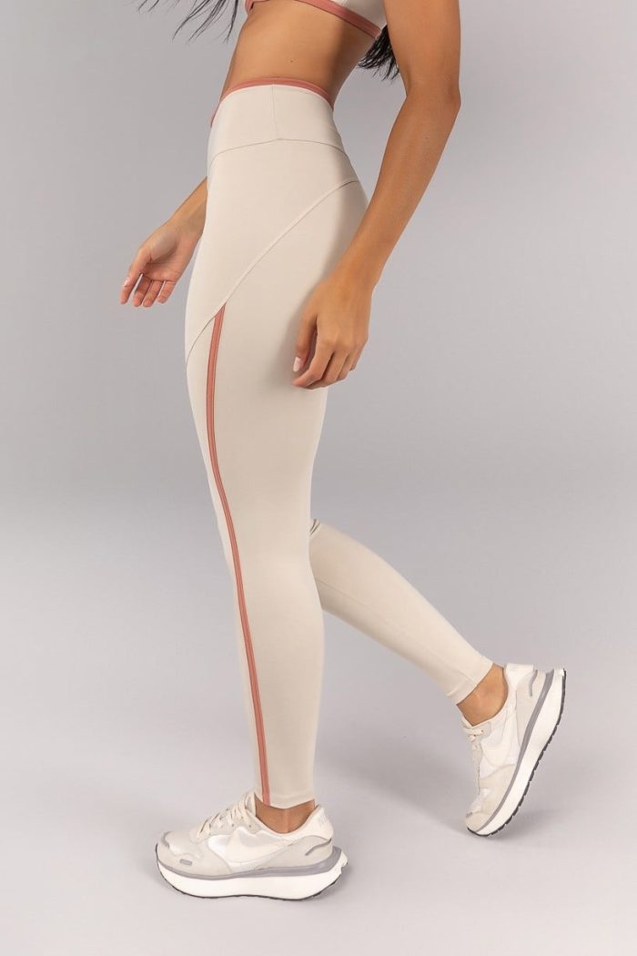 Calza legging con recorte y doblez (Off-White / Teja) - Imagen 1