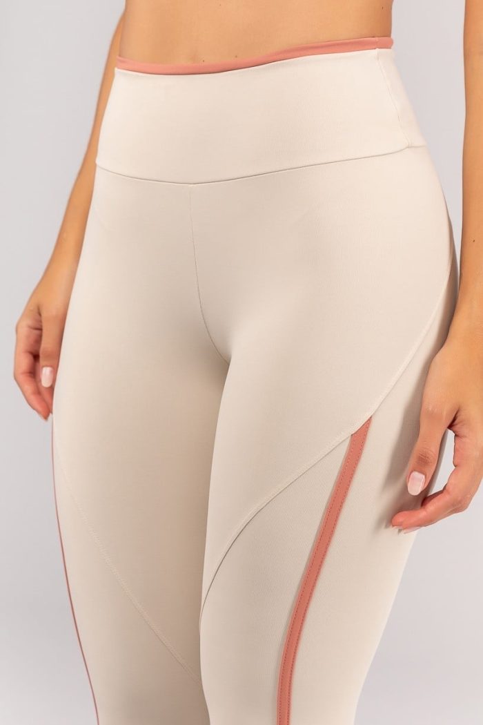 Calza legging con recorte y doblez (Off-White / Teja) - Imagen 3
