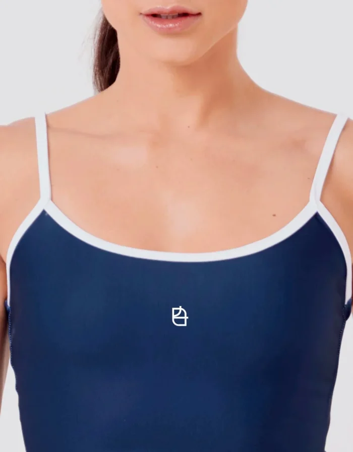 Top largo azul marino y blanco - Imagen 4